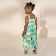 Load image into Gallery viewer, Green Gingham 100% Cotton Playsuit (3mths-6yrs)
