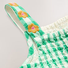 Load image into Gallery viewer, Green Gingham 100% Cotton Playsuit (3mths-6yrs)
