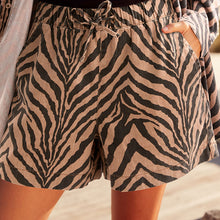 Load image into Gallery viewer, Tiger Print Pullon Lightweight 100% Cotton Denim Shorts
