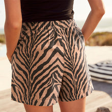 Load image into Gallery viewer, Tiger Print Pullon Lightweight 100% Cotton Denim Shorts

