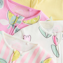 Load image into Gallery viewer, Pink Lemon Baby Two Way Zip Footless 100% Cotton Sleepsuits 4 Pack (0mths-18mth)
