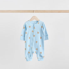 Load image into Gallery viewer, Blue 3 Pack Baby Sleepsuits (0-18mth)
