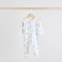 Load image into Gallery viewer, Grey 100% Cotton Two Way Zip Baby Sleepsuits 3 Pack (0-18mth)
