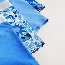 Load image into Gallery viewer, Blue Tile Pattern Hipsters Boxers 4 Pack
