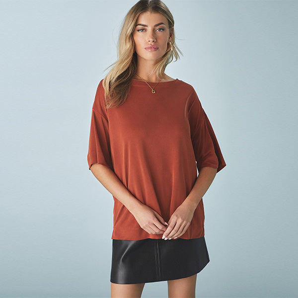Orange N. Premium Relaxed Fit Modal Boxy T-Shirt