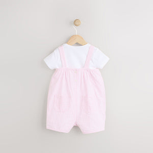 Pink Bunny Face Short Sleeve 100% Cotton Bodysuit And Leg