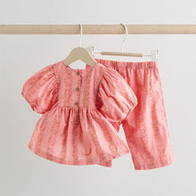 Load image into Gallery viewer, Pink Paisley 100% Cotton Woven Floral Baby Trousers Set (0mths-18mth)
