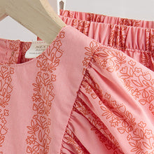 Load image into Gallery viewer, Pink Paisley 100% Cotton Woven Floral Baby Trousers Set (0mths-18mth)
