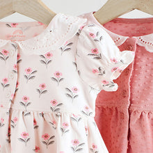 Load image into Gallery viewer, Pink/ White Floral Jersey Baby Dresses 2 Pack
