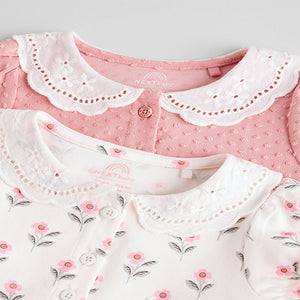 Pink/ White Floral Jersey Baby Dresses 2 Pack