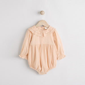 Peach Pink Baby Bloomer Romper