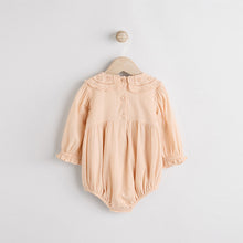 Load image into Gallery viewer, Peach Pink Baby Bloomer Romper
