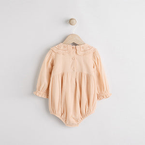 Peach Pink Baby Bloomer Romper