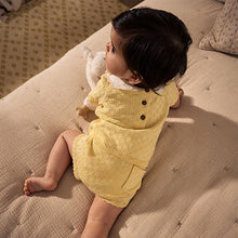 Load image into Gallery viewer, Yellow Embroidered Collar 100% Cotton Knitted Baby Top and Shorts Set (0mths-18mth)
