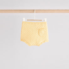 Load image into Gallery viewer, Yellow Embroidered Collar 100% Cotton Knitted Baby Top and Shorts Set (0mths-18mth)
