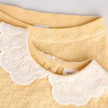 Load image into Gallery viewer, Yellow Embroidered Collar 100% Cotton Knitted Baby Top and Shorts Set (0mths-18mth)
