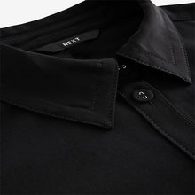 Load image into Gallery viewer, Black Crepe Long Sleeve Button Down Shirt
