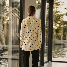 Load image into Gallery viewer, Ecru Spot Crepe Long Sleeve Button Down Shirt
