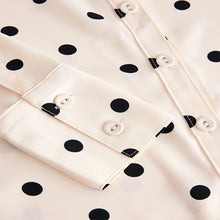 Load image into Gallery viewer, Ecru Spot Crepe Long Sleeve Button Down Shirt
