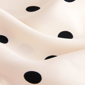Ecru Spot Crepe Long Sleeve Button Down Shirt