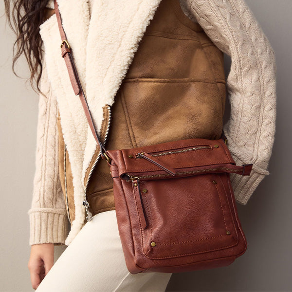 Tan Brown Washed Messenger Bag