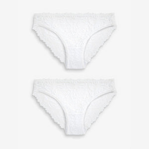 White High Leg Ultimate Comfort Lace Knickers 2 Pack