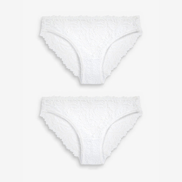 White High Leg Ultimate Comfort Lace Knickers 2 Pack
