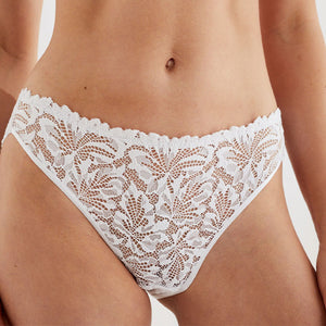 White High Leg Ultimate Comfort Lace Knickers 2 Pack