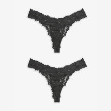 Load image into Gallery viewer, Black Thong Ultimate Comfort Lace Knickers 2 Pack
