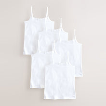 Load image into Gallery viewer, White 5 Pack Elastic Strappy Cami Vests (2-12yrs)
