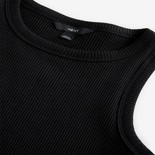 Load image into Gallery viewer, Black Ribbed Racer Tank Vest Sleeveless Top
