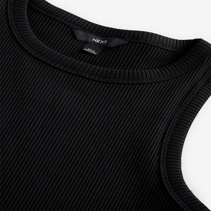 Black Ribbed Racer Tank Vest Sleeveless Top