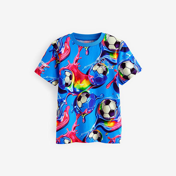 Blue Football Regular Fit Short Sleeve All-Over Print T-Shirt