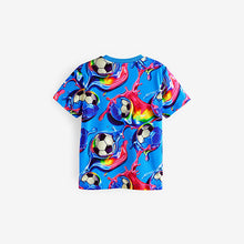 Load image into Gallery viewer, Blue Football Regular Fit Short Sleeve All-Over Print T-Shirt
