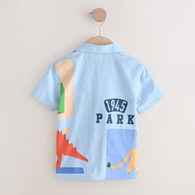 Load image into Gallery viewer, Light Blue 100% Cotton Short Sleeves Animal Hotchpotch Printed Shirt (3mths-6yrs)

