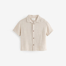 Load image into Gallery viewer, Neutral Plain Short Sleeves Linen Blend Revere Collar Shirt (3mths-6yrs)
