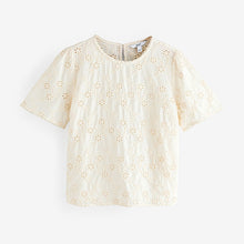 Load image into Gallery viewer, Cream Textured Floral Cornelli Embroidered Short Sleeve
