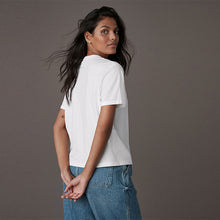 Load image into Gallery viewer, White Embellished Pocket 100% Cotton T-Shirt
