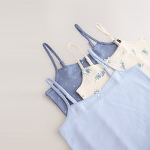 Load image into Gallery viewer, Blue Strappy Printed Cami Vests 3 Pack (1.5-10yrs)
