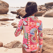 Load image into Gallery viewer, Pink Multi Long Sleeved Sunsafe Swimsuit (3-12yrs)
