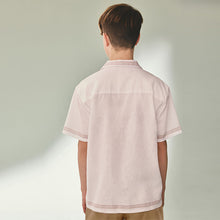 Load image into Gallery viewer, White Palm Tree Short Sleeves Revere Collar Shirt (3-12yrs)
