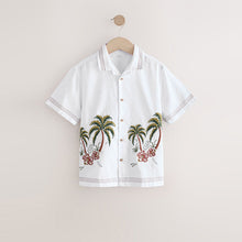 Load image into Gallery viewer, White Palm Tree Short Sleeves Revere Collar Shirt (3-12yrs)
