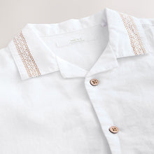 Load image into Gallery viewer, White Palm Tree Short Sleeves Revere Collar Shirt (3-12yrs)
