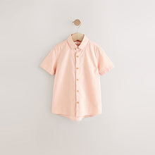 Load image into Gallery viewer, Peach Pink Single Short Sleeves Linen Blend Shirt (3-12yrs)
