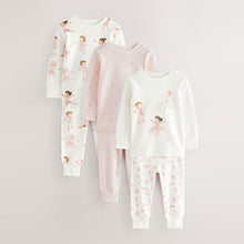 Load image into Gallery viewer, Pink/Cream Ballerina Long Sleeve Snuggle Pyjamas 3 Pack (3-12yrs)
