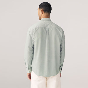 Green Stripe Long Sleeve Oxford 100% Cotton Shirt