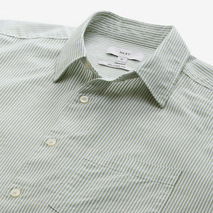 Green Stripe Long Sleeve Oxford 100% Cotton Shirt