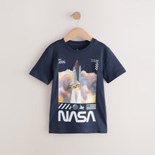 Load image into Gallery viewer, Navy Blue NASA License Short Sleeve T-Shirt (3-12yrs)
