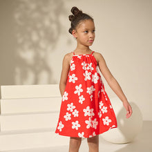 Load image into Gallery viewer, Red Floral 100% Cotton Summer Dress (3-12yrs)
