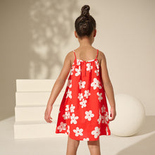 Load image into Gallery viewer, Red Floral 100% Cotton Summer Dress (3-12yrs)
